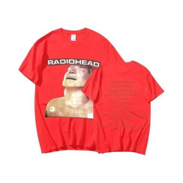 Imagem de Camiseta Vintage Oversize De Rock Band Radiohead Para Homens, 100% Alg