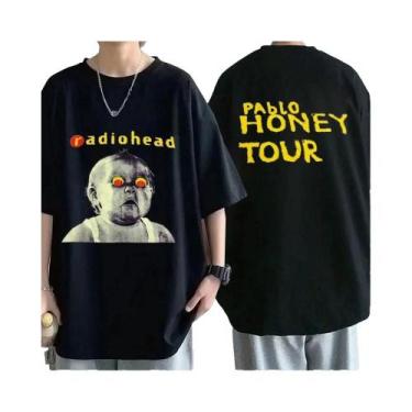 Imagem de Camiseta Vintage Oversize De Rock Band Radiohead Para Homens, 100% Alg