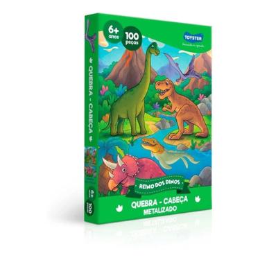 Imagem de Quebra-Cabeça Reino Dinos Metalizado - 100 peças - Toyster