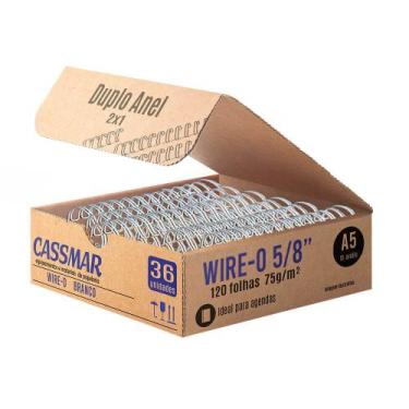 Imagem de Wire-o para Encadernação A5 5/8 2x1 para 120fls Branco 36un - CASSMAR