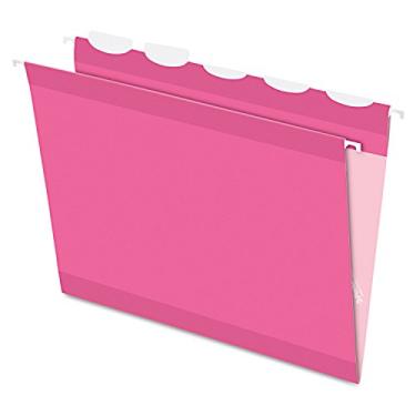 Imagem de Pendaflexamp; Reg; Pastas de arquivos de pendurar coloridas com abas prontas, carta, rosa, 20/caixa