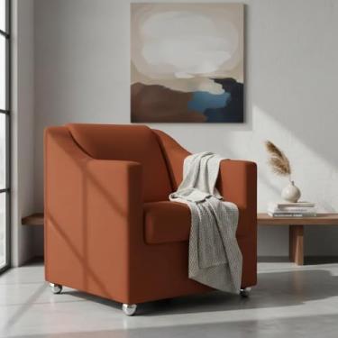 Imagem de Poltrona Decorativa Mila Confortável Para Sala Recepção Consultório Escritório Manicure Cadeira Reforçada Para Sala De Espera Pés Cromado - Clique E Decore (Terracota)