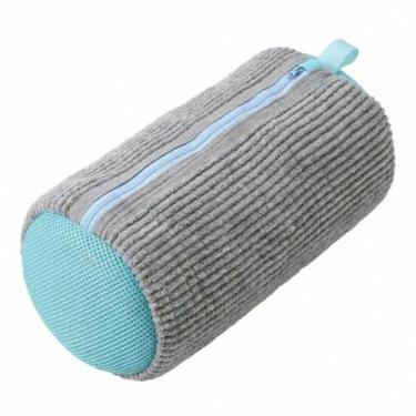 Imagem de Saco Lavar Tênis Microfibra Chenille Anti-Impacto Zíper Trava Rede Reforçada Protege Calçados Máquina