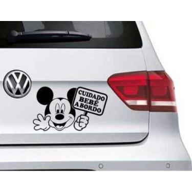 Imagem de Adesivo Para Carro Cuidado Bebê A Bordo - Mickey - Lojinha Da Luc Ades