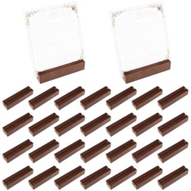 Imagem de PINGEUI Pacote Com 30 Porta-Cartões De Madeira, 4,7 × 1,2 1" (12,9 X 3,8 2,5 Cm), Suporte Acrílico Rústico, Exibição Números Mesa Para Casamento, Festa, Jantar Em Casa, Aniversário