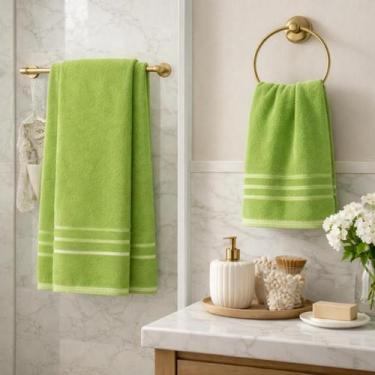Imagem de Kit toalha de banho + toalha de rosto algodão pop-marcotex, VERDE LIMÃ