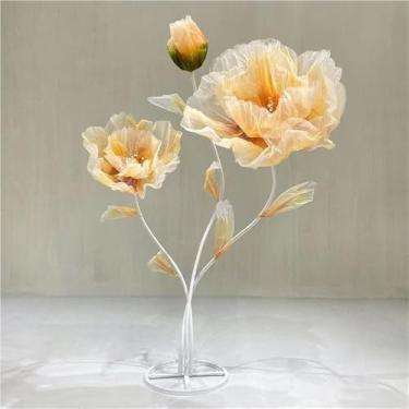 Imagem de Grande decoração de flor de seda artificial com hastes e base em pé - ideal para exibições de casamento, adereços de fotografia e decoração de casa