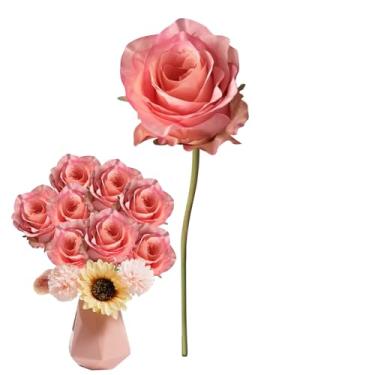 Imagem de Rosas falsas para ambientes internos, plantas artificiais resistentes a UV ao ar livre, decoração externa à prova de intempéries, decoração de casamento, plantas artificiais para fazenda, primavera