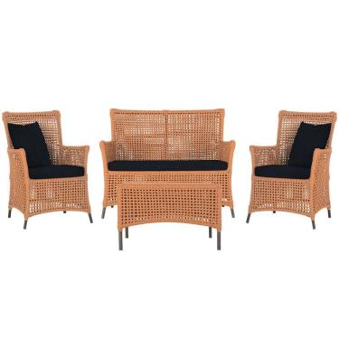 Imagem de Jogo Sofá 2 Poltronas E Mesa Igapó Marrom E12 Trama Original Terra Cota