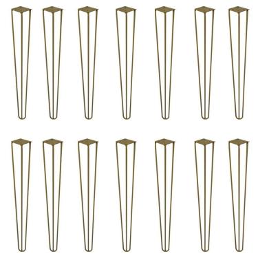 Imagem de Kit 14 Pés De Metal 60 Cm Hairpin Legs Mesa De Canto Aparador Dourado G41
