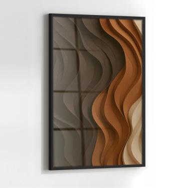 Imagem de Quadro com Moldura e Acrilico Cristal Vidro Ondas em Relevo para Sala,