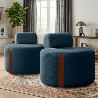 Imagem de Kit 02 Poltrona Decorativa Orgânica Erica Sala Bouclê Luxo