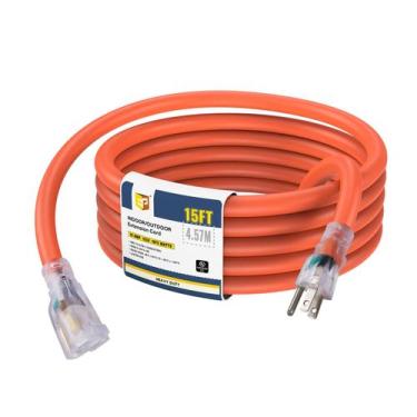 Imagem de Cabo de extensão EP 15 pés iluminado ao ar livre 10/3 SJTW 15A 125V