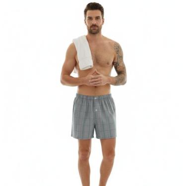 Imagem de Cueca Samba Canção Xadrez Hering 100% Algodão, Hrg1c, Verde, XG