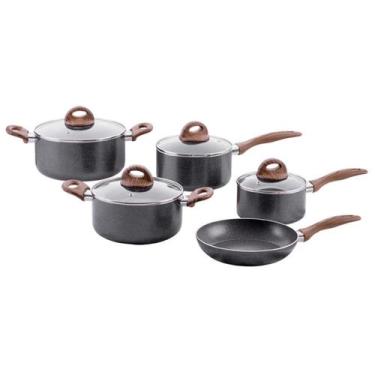 Imagem de Jogo de Panelas 5 Peças Smart Plus Antiaderente Indução Granito Brinox