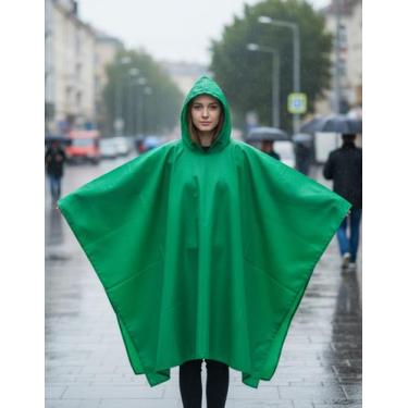 Imagem de Capa de Chuva Reforçada Adulto PVC  Modelo Poncho com Capuz, Leve e Co