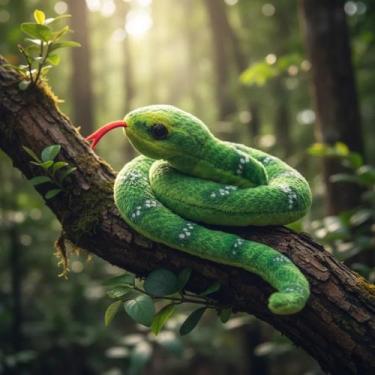 Imagem de Cobra De Pelúcia Filhote 50 Cm Comprimento Enrolada Verde - Fizzy