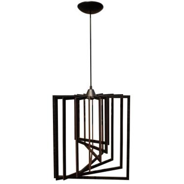 Imagem de Luminária Pendente Teto Sala Cozinha Moderno Retângulo Preto