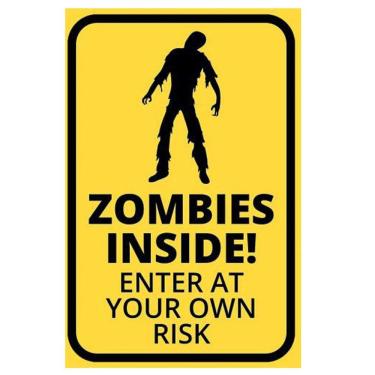 Imagem de Decoração de parede Pintura em ferro Vintage Zombies Inside 20x30cm