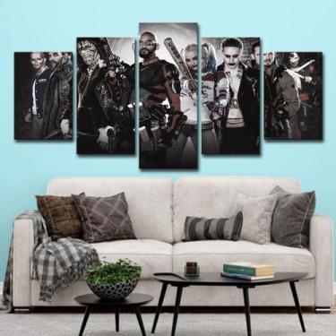 Imagem de Pôster de pintura de parede em tela Harley Quinn Anime 5 painéis - yiw