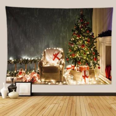 Imagem de Tapeçaria, decoração de parede de árvore de Natal, 150x130cm, microtec