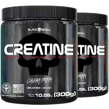 Imagem de 2x Creatina Monohidratada 100% Pura Pote 300g Black Skull