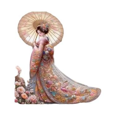 Imagem de Pintura Em Diamante 5D De Retrato De Mulheres Japonesas Em Mosaico Fei
