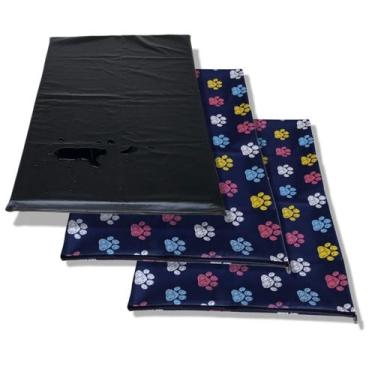 Imagem de colchão pra cachorro GG 70cm x 1m colchonete pet impermeável +2 capas 