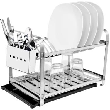 Imagem de Escorredor de Louças 20 Pratos com Porta Talher Inox e Bandeja Mak-Inox 2220