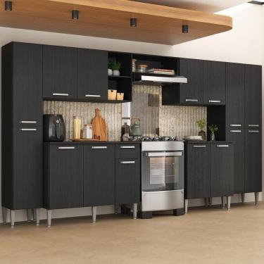 Imagem de Armário Cozinha Modulada Completa 329,5cm Pequim Top Multimóveis Mp3767 Preto