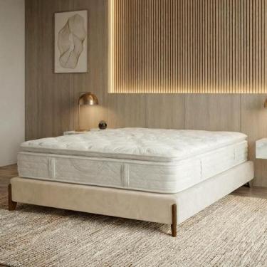 Imagem de Base Cama Box Casal 148cm Orgânica Thor Bouclê Pés Madeira - SOFA STOR