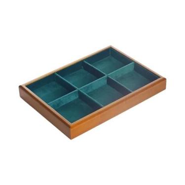 Imagem de Bandeja Expositora De Joias Em Veludo Verde Vintage, Organizador Multi