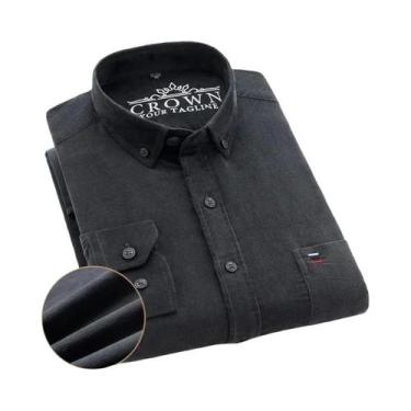 Imagem de Camisa Social Masculina plus Size 6XL 7XL De Veludo Cotelê Manga Longa