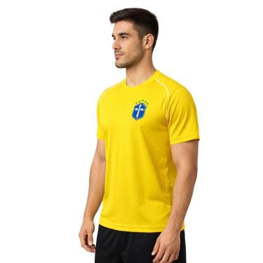 Imagem de Camiseta Esportiva Brasil Masculina Tecido Tecnológico Treino Academia-Masculino