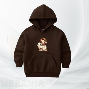 Imagem de Moletom Infantil Canguru com Ovelhinha Blusa moleton com Capuz Flanelada Confortável-Unissex