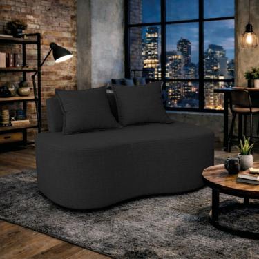 Imagem de Sofá Bellé 100cm Moderno Confortável Sala Estar Luxo Bouclé Preto