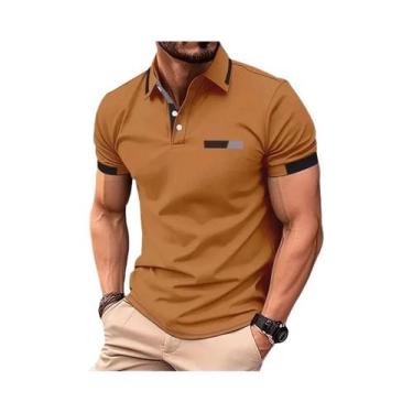 Imagem de Camisa Polo Masculina De Manga Curta Com Detalhes Contrastantes, Casua