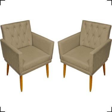 Imagem de Kit 2 Poltronas Decorativas Nina Capitonê Suede Pés Palito Clique & Decore