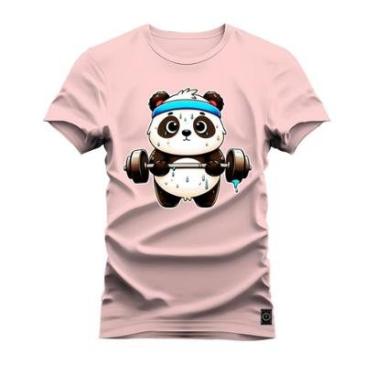 Imagem de Camiseta Plus Size Algodão Estampada Confortável Panda Fitness-Unissex