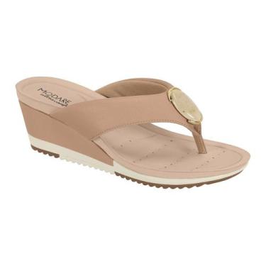 Imagem de Chinelo Tamanco Modare UltraConforto Salto Anabela Pedra, Nude, 35