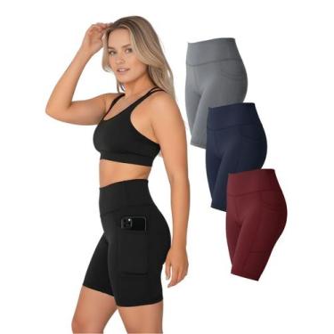 Imagem de Kit 3 Bermudas Fitness Feminina Bolso Lateral Cores Sortidas Cor:Color