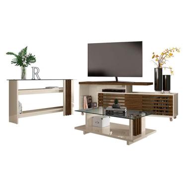 Imagem de Rack Bancada com Aparador e Mesa de Centro Frizz Off White Savana – Madetec