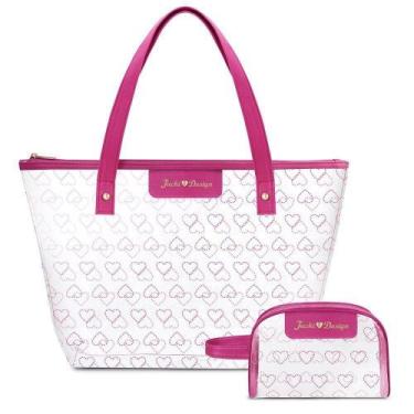 Imagem de Kit Bolsa Shopper E Necessaire Transparente Love Pink - Jacki Design