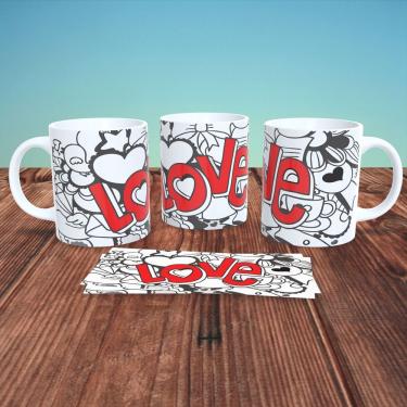 Imagem de Caneca de Porcelana Casal Decorada 10 Personalizada 325ML para Bebidas em Material Bran...