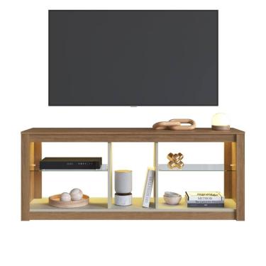 Imagem de Rack Gamer ProDecor com Prateleiras de Vidro e Iluminação em LED RGB 136cm Cor Marrom/Arenas - RA1360MA