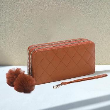 Imagem de Carteira feminina com 2 zíper grande lt665 Cor:Marrom-LT665 - oem, Mar