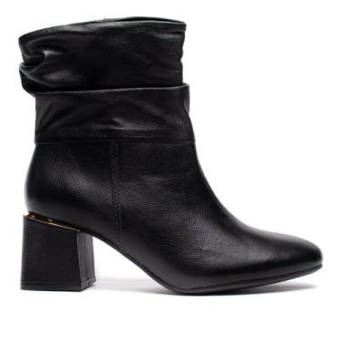 Imagem de Bota Feminina Via Marte Slouch Salto Bloco Couro Preto, Preto, 36