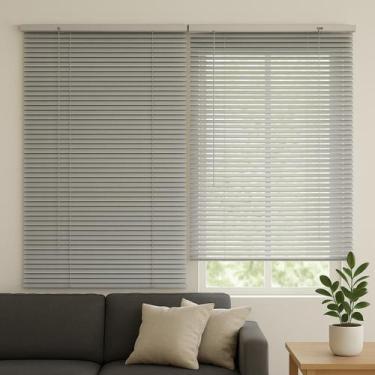 Imagem de Persiana PVC Trilho Metálico 240larg x 140alt Cinza (2 pçs) - Persiana