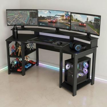Imagem de Mesa Gamer Me4167 186,6cm Preto Preto Preto Preto