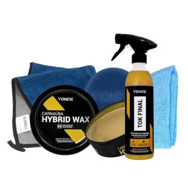 Imagem de Kit Carnauba Hybrid Wax 240ml + Tok Final 500ml + Flanelas - 28469, VO